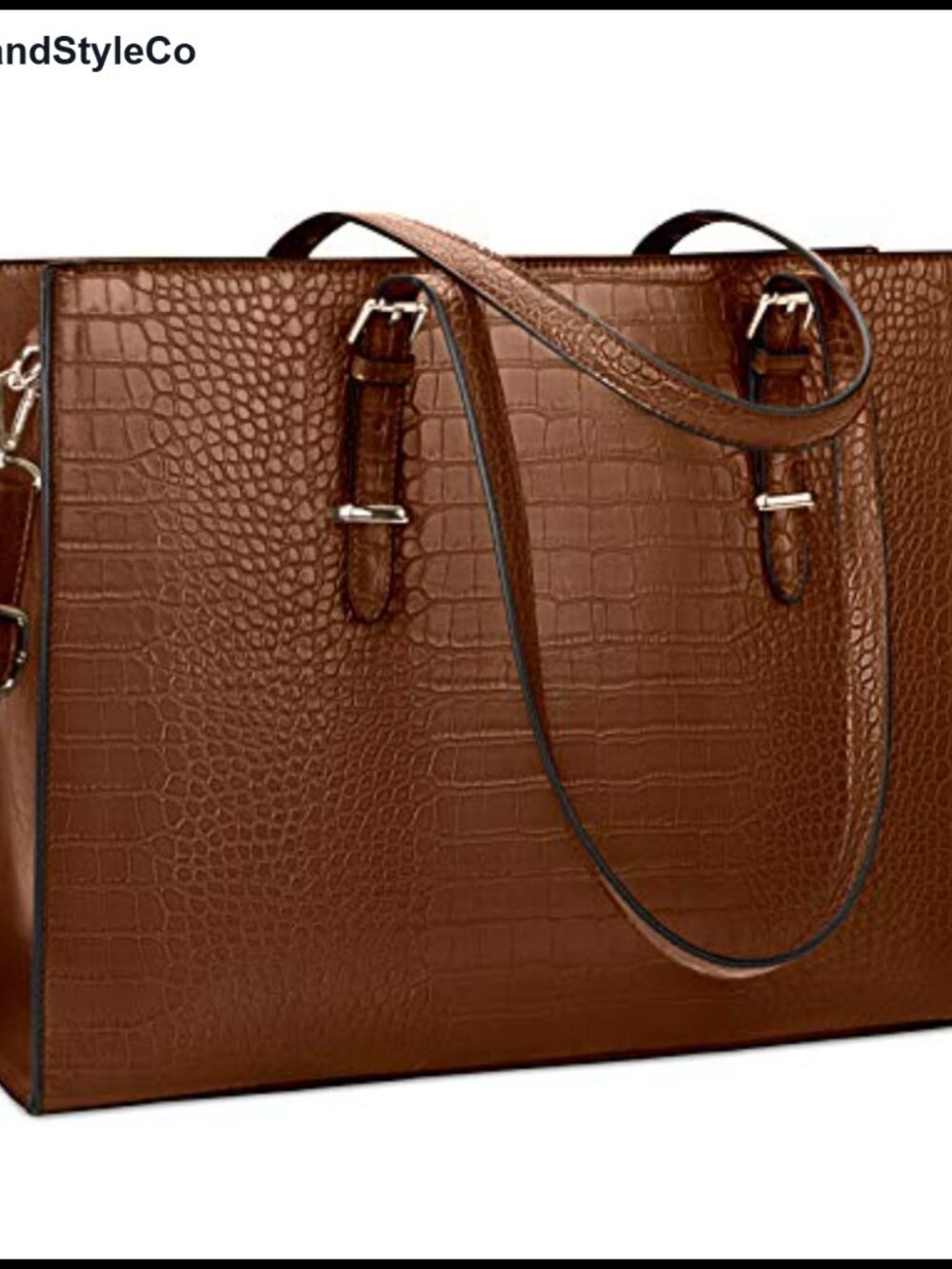 Crocodile Leather Laptop Tote Bag 15.6 Inch Water-Resistant Briefcase